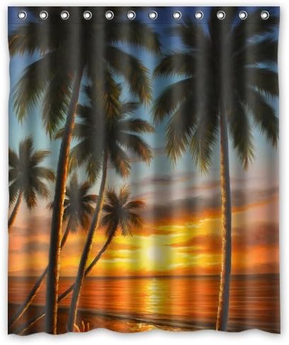 CozyBath Tropical Waterproof Polyester Fabric 60"(w) x 72"(h) Shower Curtain and Hooks
