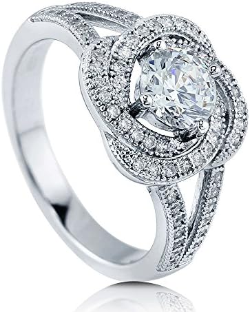 BERRICLE Sterling Silver Round Cubic Zirconia CZ Solitaire Womens Promise Engagement Wedding Ring