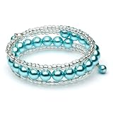 Pearl & Crystal Coil Bracelet, Bridesmaids Bracelets Wedding Jewelry 1365