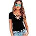 Perman Women's V-Neck Elegant Pullover Tee Short Sleeve Tops Shirt Blouse (M, Black)