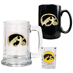 Iowa Hawkeyes NCAA 15oz Tankard, 15oz Ceramic Mug & 2oz Shot Glass Set - Primary Logo by Great American Products