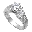 Sterling Silver Ring - Clear CZ - Prong Set - 9 mm x 4 mm, Sizes 5-10 Sterling Silver Ring - Clear CZ - Prong Set - 9 mm x 4 mm, Sizes 5-10