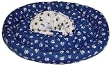 oval dog cushion 31.5'' x 24'' in blue with paws #2034-3