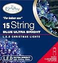 Battery Operated LED Fairy Lights BLUE 15 Bulbs - Static (ideal use for Wedding, engagement, birthday, anniversary, new year, xmas, Christmas & lots more occasions)