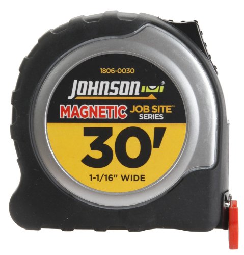 Johnson Level & Tool 1806-0030 Job Site Magnetic Power Tape, 30', Black/Silver, 1 Tape