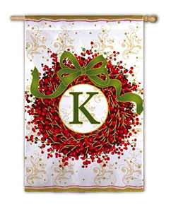 Monogram Holiday Wreath Regular Size Flag K