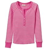  : Girls' Cherokee® Long-Sleeve Striped Henley - Pink