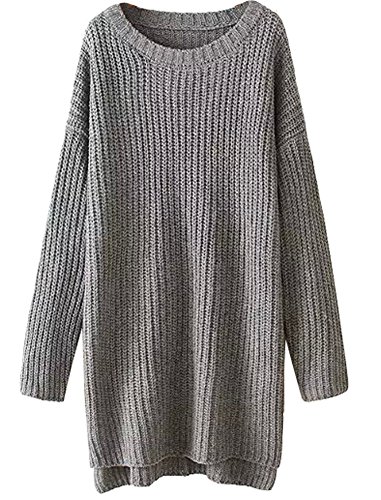 Shawhuwa Womens Batwing Sleeve Loose Knit Long Pullover Sweater Dress