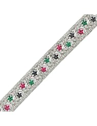 Sterling Silver Sapphire, Ruby, Emerald & CZ Bracelet - 7 Inch