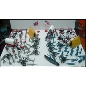 Civil War Soldier 102 Piece Playset: Bucket of 54mm Plastic Army Men and Accessories 1:32... by Hingfat