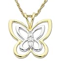 14k Diamond Butterfly Pendant (.04 ct), 18"