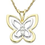 14k Diamond Butterfly Pendant (.04 ct), 18