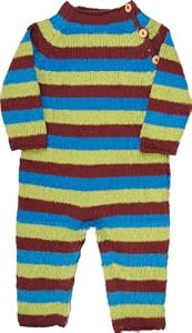 Striped Romper - Pacific Blue/ Kiwi/ Brown 0-3 Months
