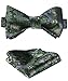 HISDERN Bow Ties for Men Paisley Self Tie Green Bow Tie Classic Floral Formal Tuxedo Bowtie With Pocket Square for Wedding Party