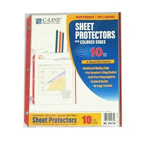C-Line Colored Edge Top Loading Sheet Protectors, for 8.5 x 11 Inch Sheets, 10-Pack, 05030