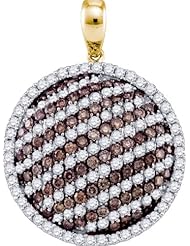 10K Yellow Gold 2.22CT Brown Diamond Circle Pendant