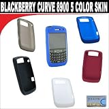 Pack of 5 Blackberry curve (jablan) 8900 color skin Case (Black Blue Grey Red White)