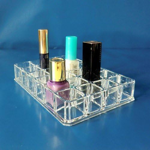 Vieworld High Quality Acrylic Lipstick/Nail Polish Organizer, 24 Compartments, Clear
