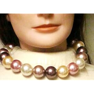 Ivory Pink Amber Large Pearls Short Chain Kutu Necklace Earrings for Women and Teens