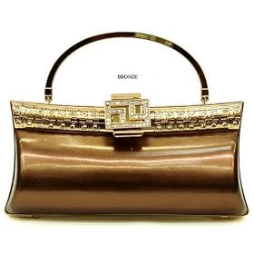 Bronze Katheleen Metallic Faux Leather Clutch Bag Purse Handbag