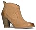 Western Slip On Stacked Heel Bootie - Distressed Ankle Pull Cowboy Women's Boot