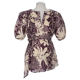 Lauren Kiyomi Printed Voile Cotton Dart Blouse in Tropical Purple (Maternity) - More Prints Available