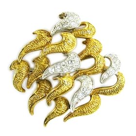 18K Gold Vintage Diamond Brooch, circa 1950s by The Way We Were