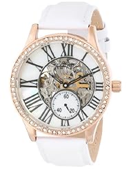 August Steiner Womens AS8035WT Crystal Skeleton Automatic Strap Watch