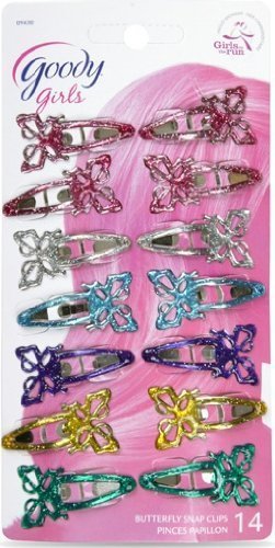 Goody Butterfly Contour Clips for Girls, Assorted Colors, 14 pcs per Pack (Styles May Vary)