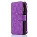 iPhone 7 Plus Case, iPhone 8 Plus Case, CaseUp 12 Card Slot - [Zipper Cash Storage] Premium Flip PU Leather Wallet Case Cover With Detachable Magnetic Hard Case - Purple