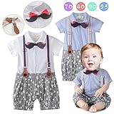 かわいい★　おしゃれ　蝶ネクタイ　蝶タイ　ひげ　マスターシュ<80cmタグ 70-80cm> 白　サスペンダー　男の子 ロンパース スーツ フォーマル 子供服 半袖 結婚式 七五三 お食い初め　新生児