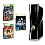 #6: Xbox 360 – Konsole Slim 250 GB inkl. DLCs für Alan Wake, Halo Reach und Fable III, schwarz-glänzend