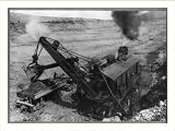 Historic Print (L): [Steam shovel loading ore cars in open pit copper mine, Santa RIta, N.M.]