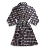 State O Maine - Mens Big And Tall Flannel Plaid Robe, Burgundy, Camel