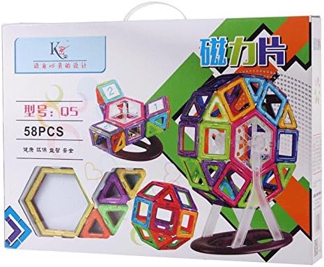 FlorDecor Building Block Magnetic Toys, 58 Piece Starter Inspire Kit, Preschool Skills Educational Game Construction Stacking Sets