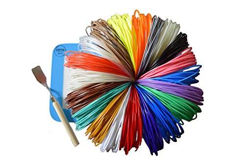 3D Pen Filament Refills 1.75mm ABS Pack of 20 Different Colors (Bonus 2 Glow in the Dark) - 380 Linear Feet - FREE Spatula with a Mat and 3D Stencils Ebook - Universal ABS Filament Bundle