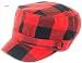 Red, Grey, Blue, Black White Buffalo Plaid Fashionable and Trendy Conductor Military Cadet Hat for Women Medium Large One size photo