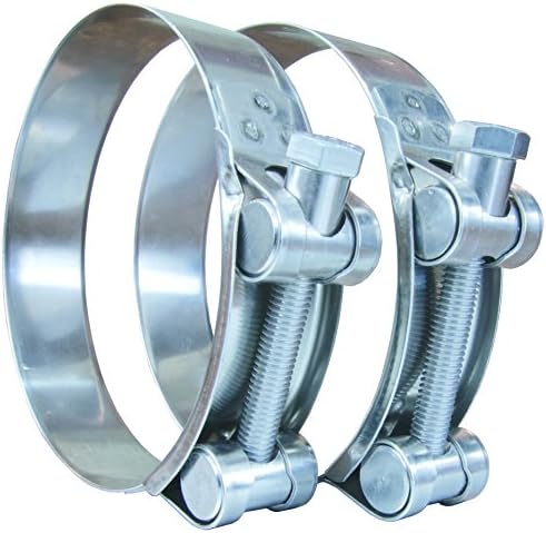 (Set of 2) Heavy Duty 4" (98-103mm) Stainless Steel Clamps - Full 316SS W5 Perfect for Fire, Irrigation, Municipal, and Industrial 4" Hose