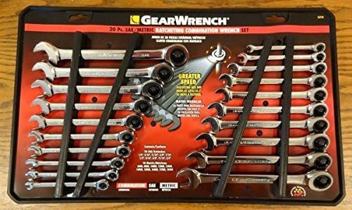 Gearwrench 20pc SAE Metric Ratcheting Combination Wrenches Standard Mm Set Tools