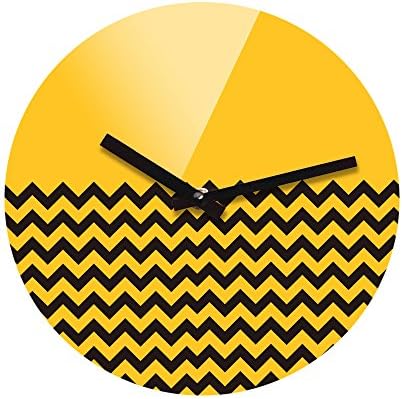 Refelx Non-Ticking Silent Acrylic Wall Clock, Large, Chevron, Yellow