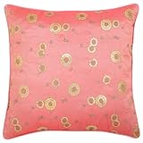 Decorative Handmade Cushion Cover / Pillow Sham With Floral Swirl Designs - Rose Pink