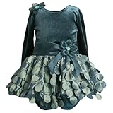 Bonnie Jean Baby/INFANT 12M-24M 2-Piece TEAL-BLUE VELVET CIRCLE DIECUT BUBBLE SKIRT Special Occasion Flower Girl Holiday Pageant Party Dress