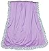 Zoe Purple and White with Floral Print Ruffle Reversible Velour Blanket