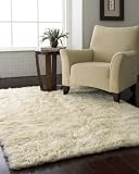 Hand-woven 3000 Gram Flokati Shag Rug Natural White 5x7