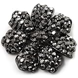 Iridescent Black Crystal Corsage Flower Brooch (Black Tone)