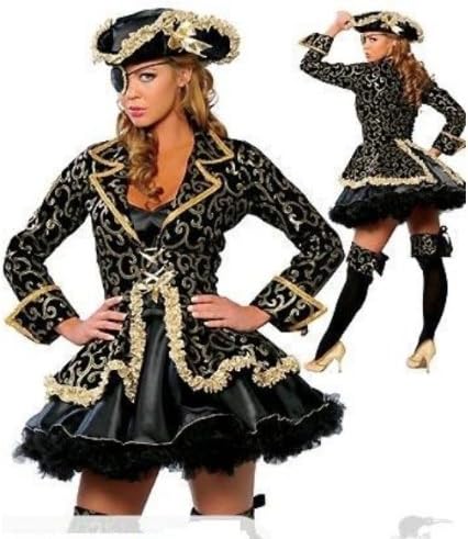 2013 Halloween Luxury Corset Disguise Caribbean Pirates Costumes Sexy Set Yellow XL Size