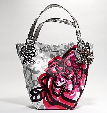 Coach Poppy Bella Floral Graffiti Tote Bag Handbag Purse 14735