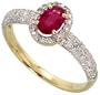 14k Gold Ring, w/ 0.36 Carat Brilliant Cut Diamonds & 0.68 Carat Oval Cut 6x4mm Ruby Stone, 5/16 in. (8mm) wide