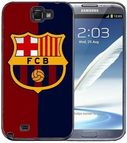 Samsung Galaxy Note 2 Black Rubber Silicone Case - Barcelona FCB Soccer Futsal Futbol club Messi FC