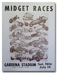 1956 Gardena Stadium Midget Racing Program Poster Print